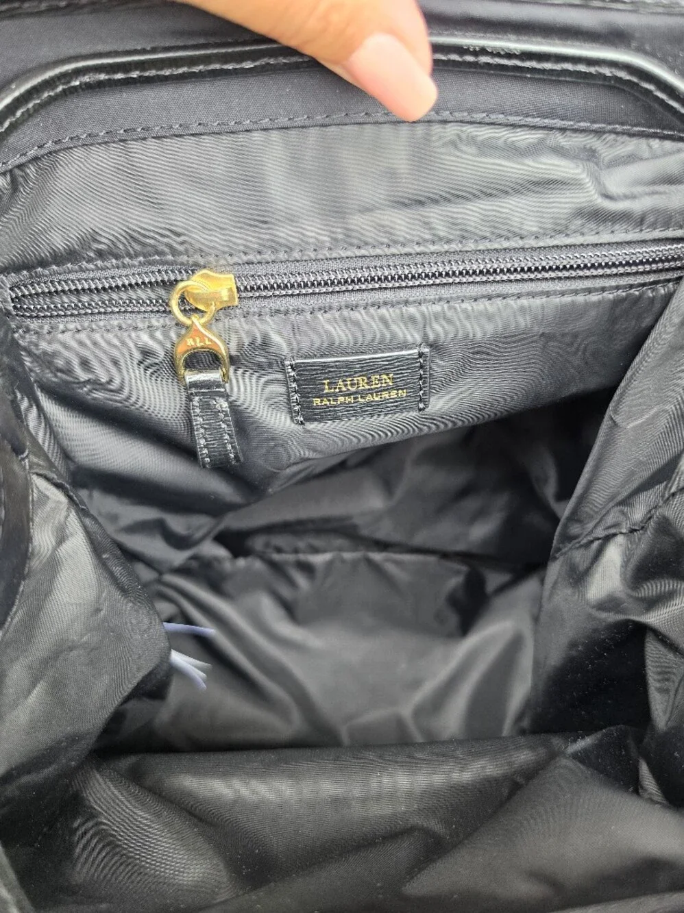 Ralph Lauren Black RL Logo Drawstring Backpack